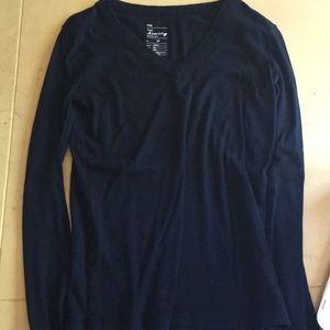 Soft plain black long sleeve v neck